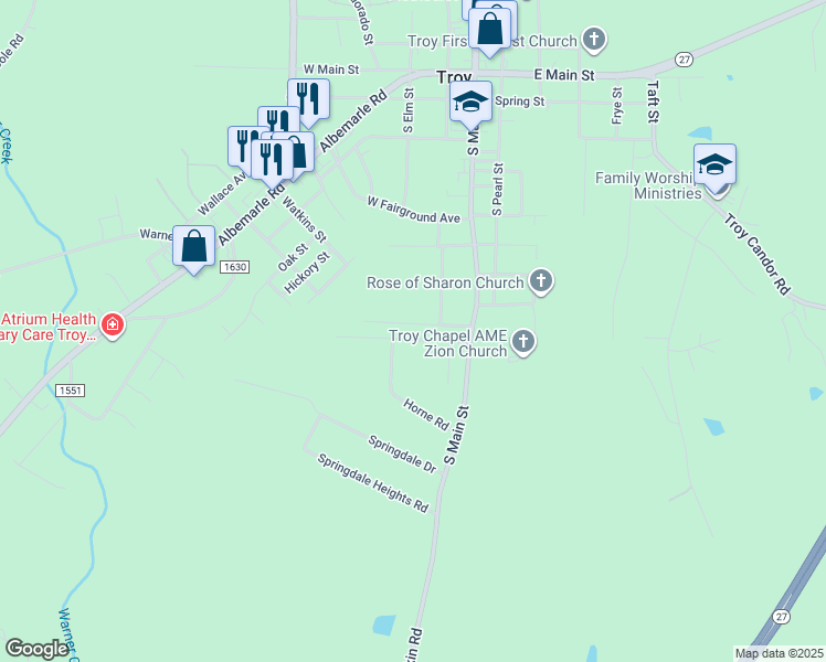 map of restaurants, bars, coffee shops, grocery stores, and more near 148 Faduma St in Troy