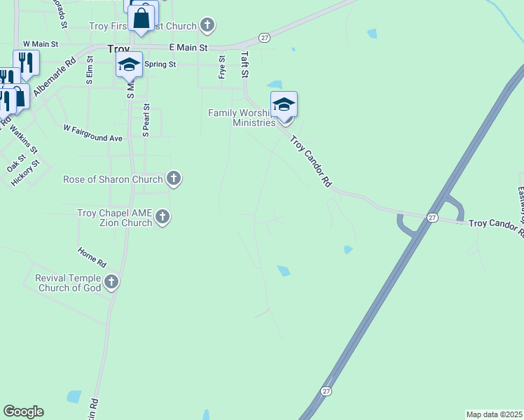 map of restaurants, bars, coffee shops, grocery stores, and more near 211 Roslyn Road in Troy