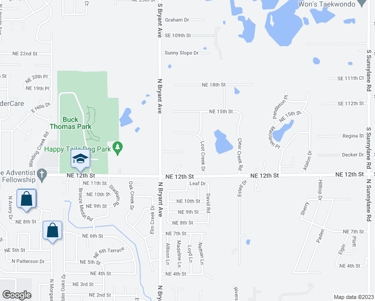 map of restaurants, bars, coffee shops, grocery stores, and more near 2137 Northeast 13th Street in Moore