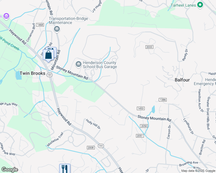 map of restaurants, bars, coffee shops, grocery stores, and more near 298 Convenience Center Drive in Hendersonville