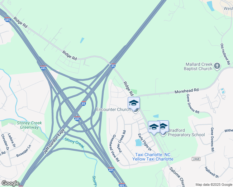 map of restaurants, bars, coffee shops, grocery stores, and more near 13932 Mallard Creek Road in Charlotte