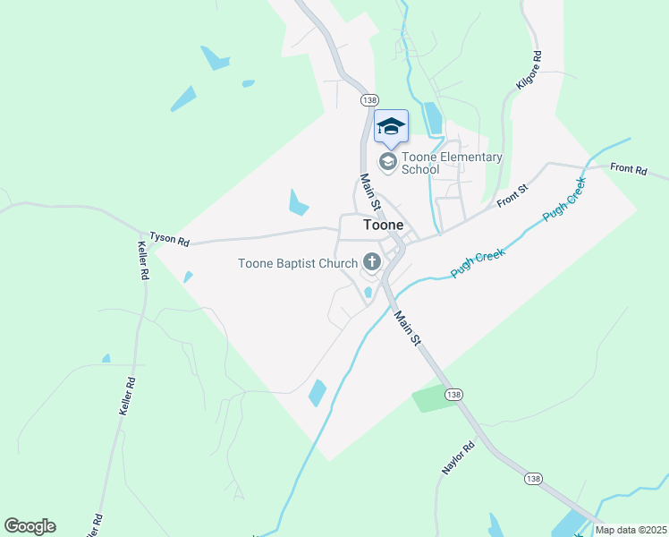 map of restaurants, bars, coffee shops, grocery stores, and more near 215 Keller Street in Toone