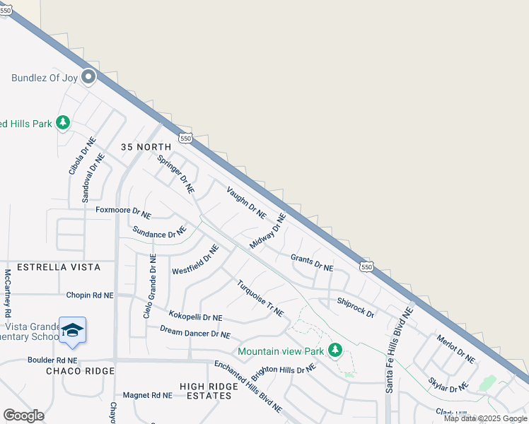 map of restaurants, bars, coffee shops, grocery stores, and more near 6301 Vaughn Drive Northeast in Rio Rancho