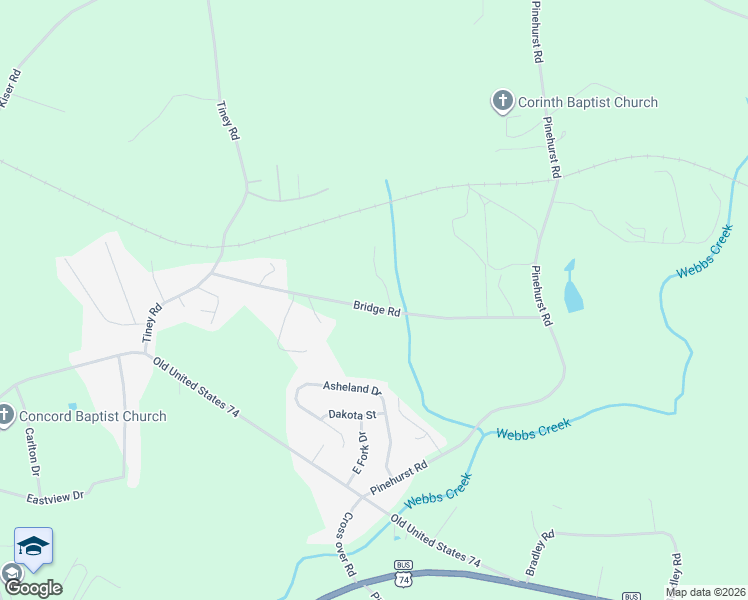 map of restaurants, bars, coffee shops, grocery stores, and more near 311 Bridge Road in Ellenboro