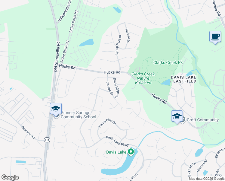 map of restaurants, bars, coffee shops, grocery stores, and more near in Charlotte