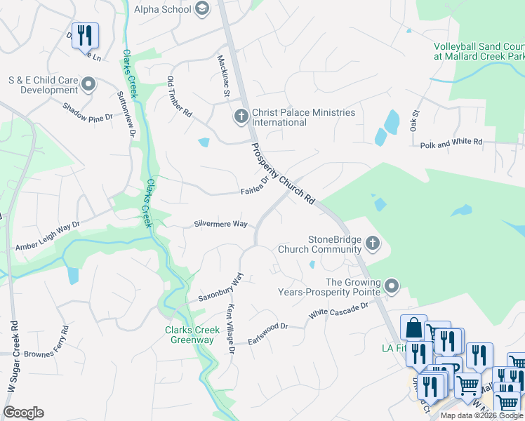 map of restaurants, bars, coffee shops, grocery stores, and more near 10019 Katelyn Drive in Charlotte