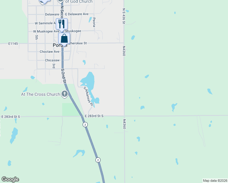 map of restaurants, bars, coffee shops, grocery stores, and more near N4360 in Porum