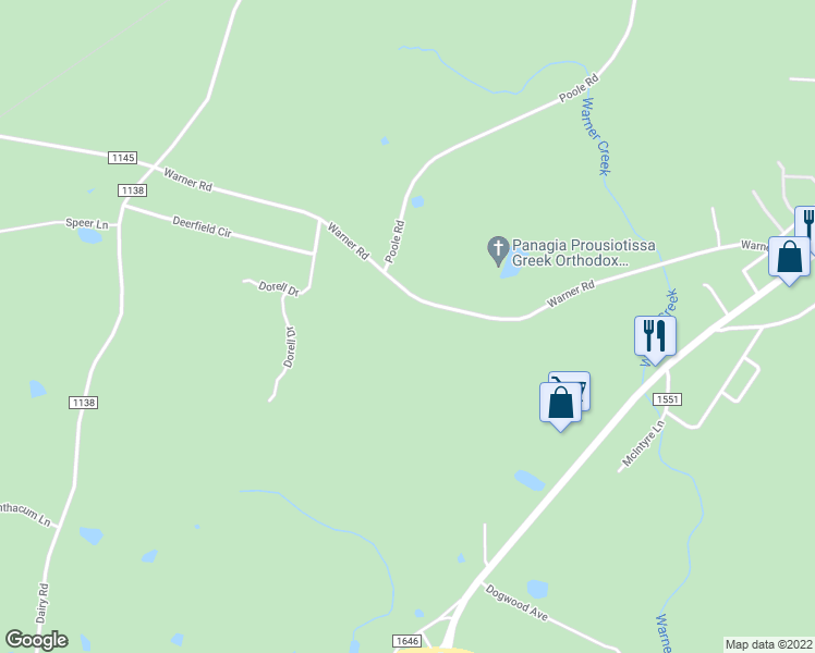 map of restaurants, bars, coffee shops, grocery stores, and more near 445 Warner Road in Troy