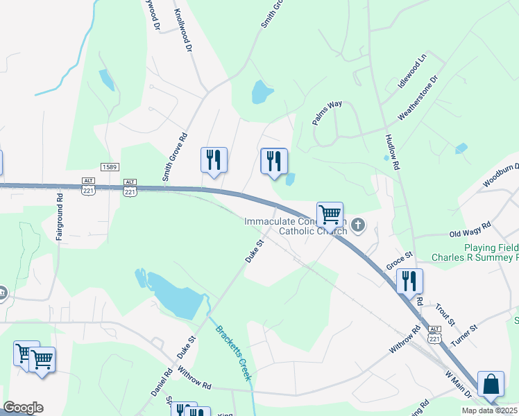 map of restaurants, bars, coffee shops, grocery stores, and more near 1199 West Main Street in Forest City