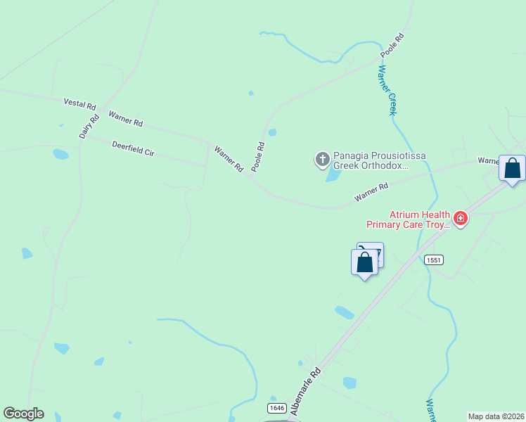 map of restaurants, bars, coffee shops, grocery stores, and more near 445 Warner Road in Troy