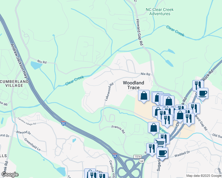 map of restaurants, bars, coffee shops, grocery stores, and more near 71 Lakewood Rd in Hendersonville