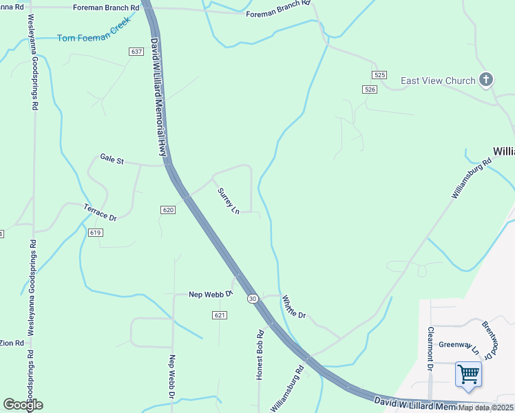 map of restaurants, bars, coffee shops, grocery stores, and more near 140 County Road 531 in Etowah