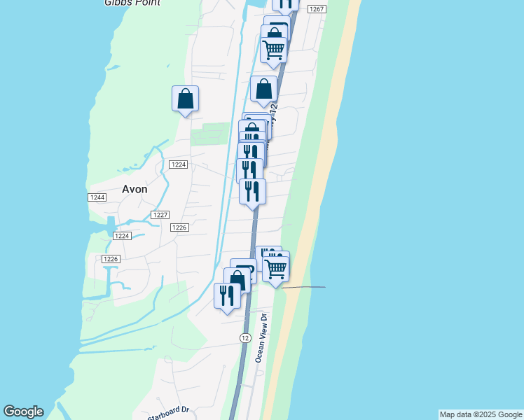 map of restaurants, bars, coffee shops, grocery stores, and more near 40751 Highway 12 in Avon