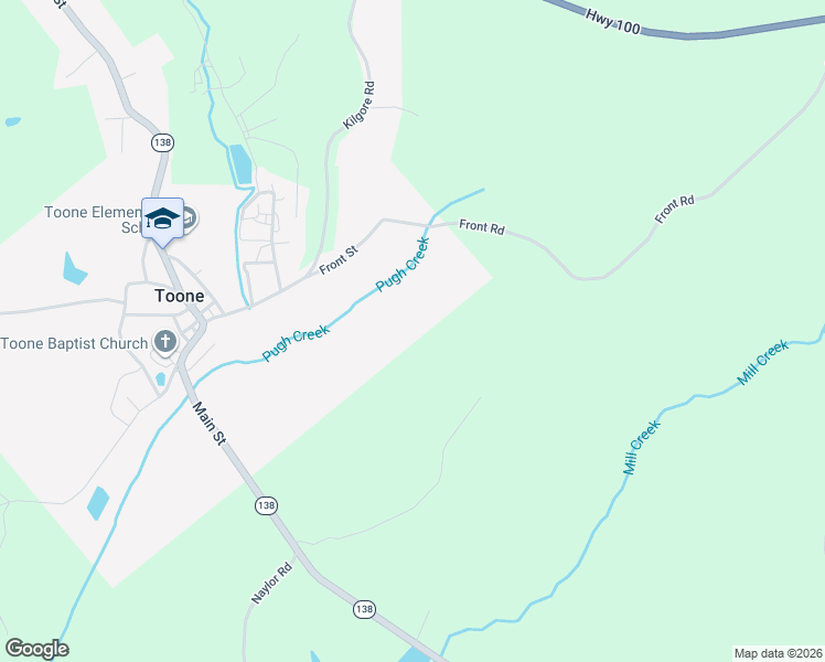 map of restaurants, bars, coffee shops, grocery stores, and more near 214 Front Street in Toone