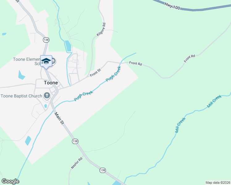 map of restaurants, bars, coffee shops, grocery stores, and more near 214 Front Street in Toone