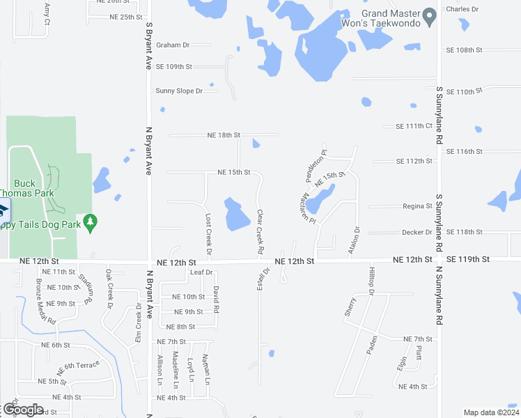 map of restaurants, bars, coffee shops, grocery stores, and more near 1408 Clear Creek Road in Oklahoma City