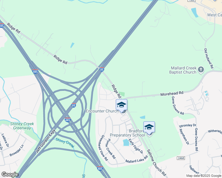 map of restaurants, bars, coffee shops, grocery stores, and more near 13818 State Road 2467 in Charlotte