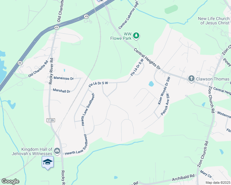 map of restaurants, bars, coffee shops, grocery stores, and more near 1243 New River Drive in Concord