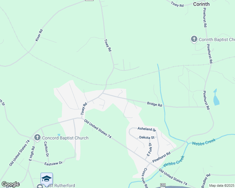 map of restaurants, bars, coffee shops, grocery stores, and more near 159 Bridge Road in Ellenboro