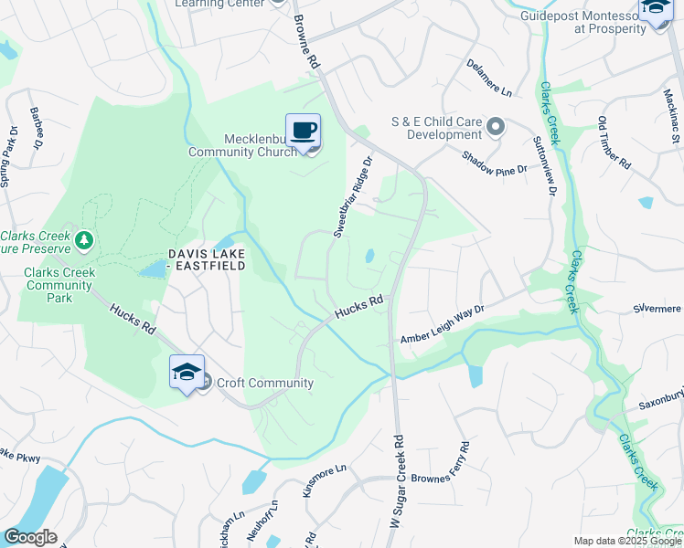 map of restaurants, bars, coffee shops, grocery stores, and more near 6217 Madison Brook Drive in Charlotte