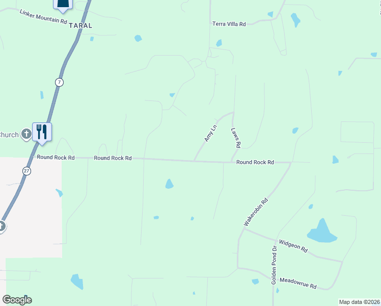 map of restaurants, bars, coffee shops, grocery stores, and more near 758 Round Rock Road in Russellville