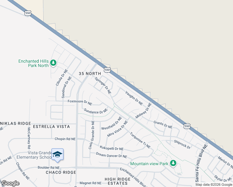map of restaurants, bars, coffee shops, grocery stores, and more near Fence Lake Drive Northeast in Rio Rancho