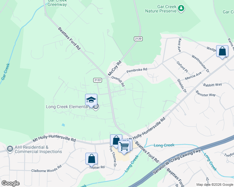 map of restaurants, bars, coffee shops, grocery stores, and more near 9335 Carver Avenue in Huntersville