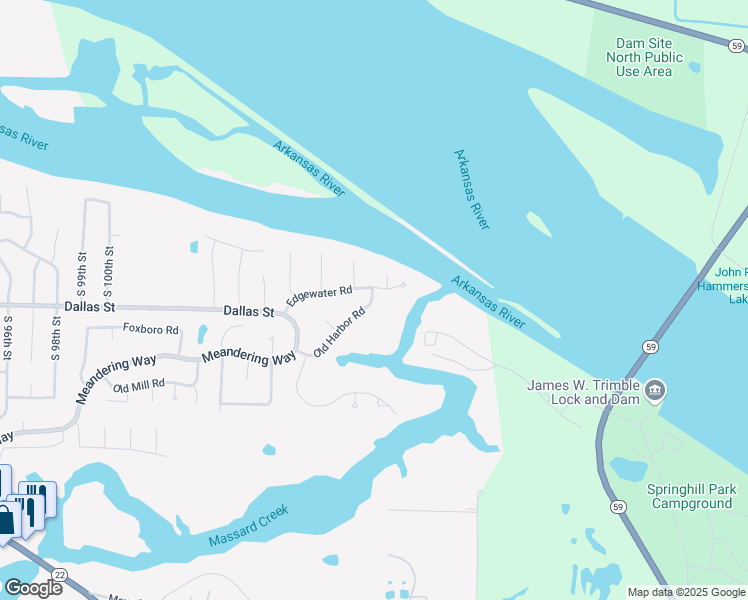 map of restaurants, bars, coffee shops, grocery stores, and more near 10908 Old Harbor Road in Fort Smith