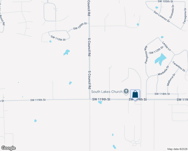 map of restaurants, bars, coffee shops, grocery stores, and more near 11600 South Council Road in Oklahoma City