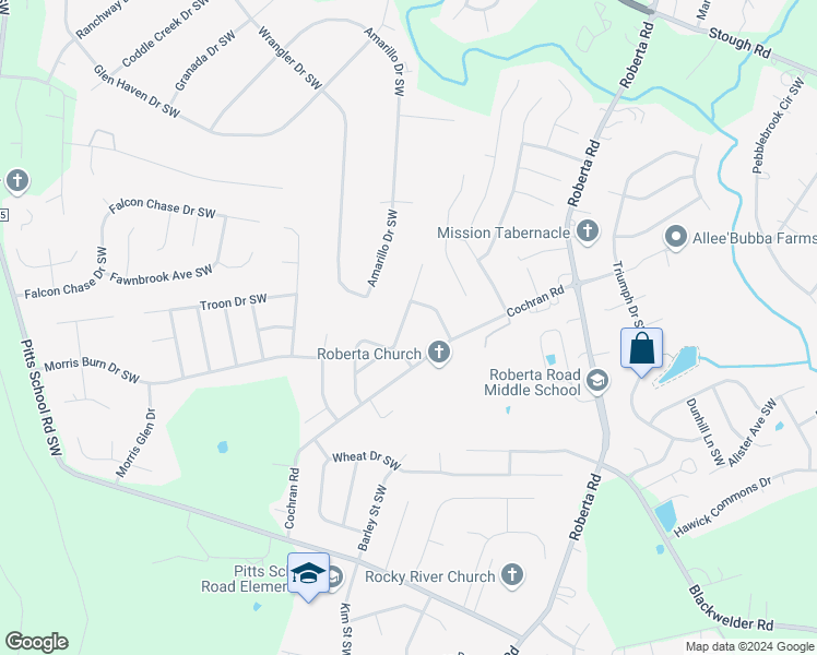 map of restaurants, bars, coffee shops, grocery stores, and more near 4108 Zebulon Avenue Southwest in Concord