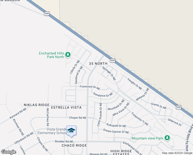 map of restaurants, bars, coffee shops, grocery stores, and more near 4900 Sundance Court Northeast in Rio Rancho