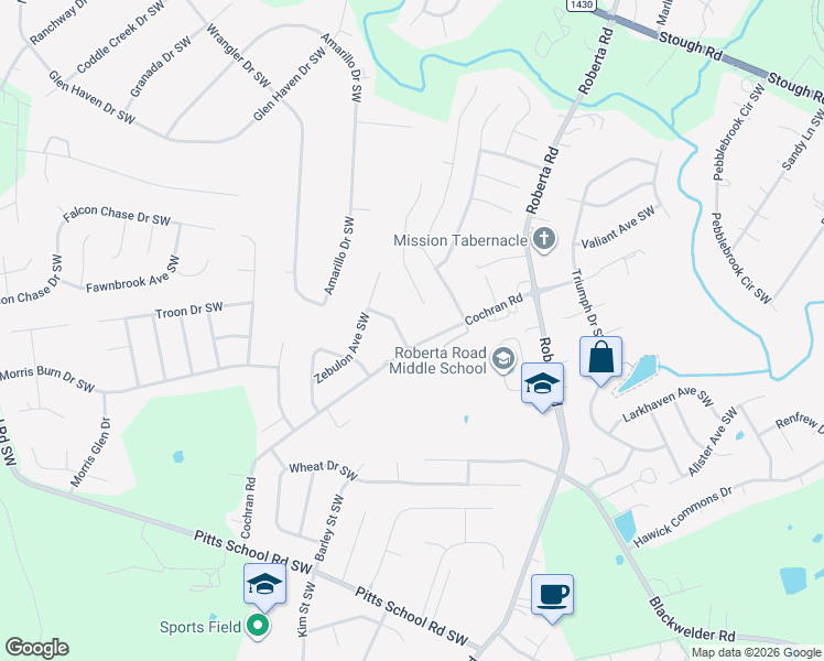 map of restaurants, bars, coffee shops, grocery stores, and more near 3872 Cochran Road in Concord