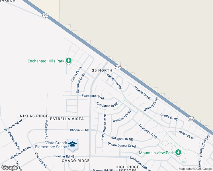 map of restaurants, bars, coffee shops, grocery stores, and more near 6036 Crownpoint Drive in Rio Rancho