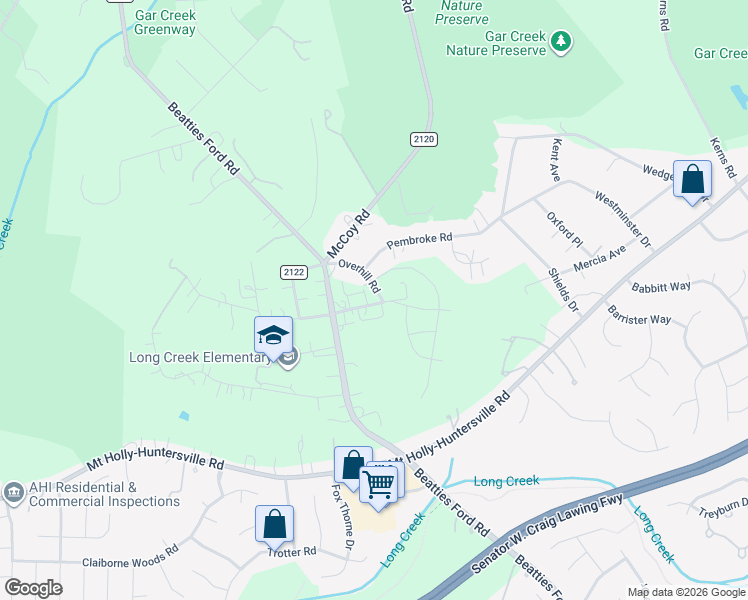 map of restaurants, bars, coffee shops, grocery stores, and more near 9335 Carver Avenue in Huntersville