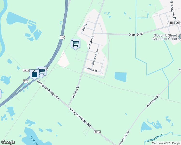 map of restaurants, bars, coffee shops, grocery stores, and more near 204 Benton Street in Goldsboro