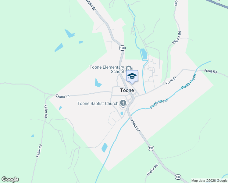 map of restaurants, bars, coffee shops, grocery stores, and more near 310 Keller Street in Toone