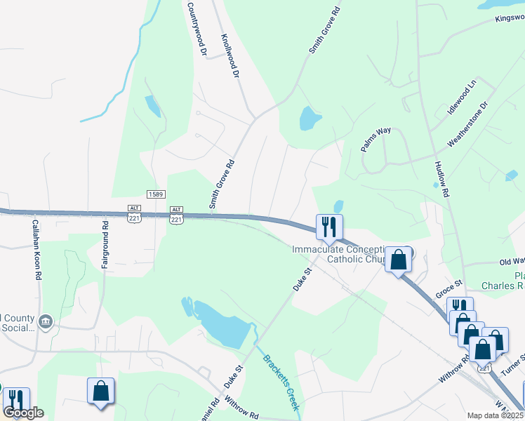 map of restaurants, bars, coffee shops, grocery stores, and more near 1288 West Main Street in Forest City