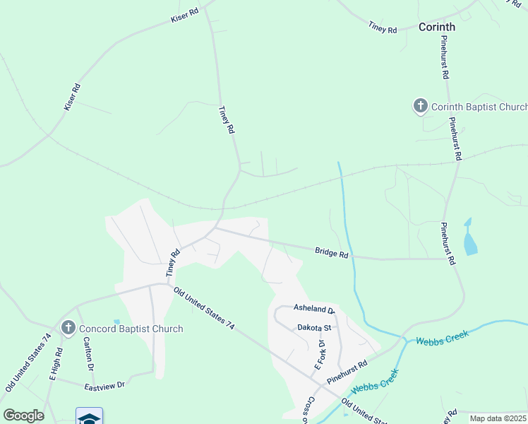 map of restaurants, bars, coffee shops, grocery stores, and more near 159 Bridge Road in Ellenboro