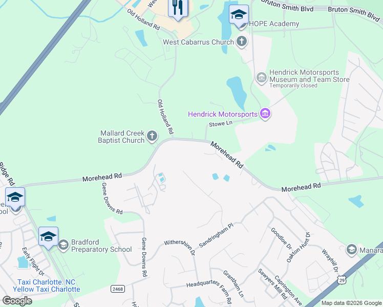 map of restaurants, bars, coffee shops, grocery stores, and more near in Charlotte