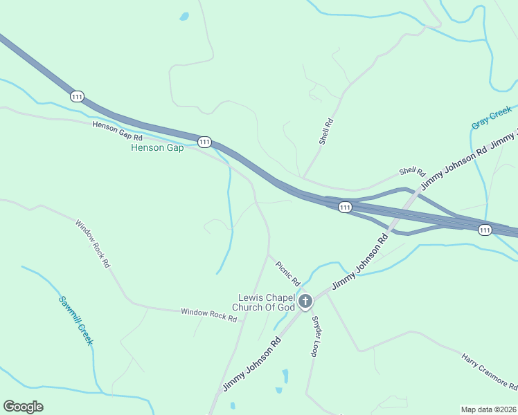 map of restaurants, bars, coffee shops, grocery stores, and more near 5497 Henson Gap Road in Dunlap