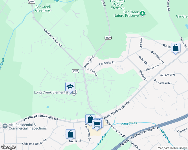 map of restaurants, bars, coffee shops, grocery stores, and more near 9335 Carver Avenue in Huntersville