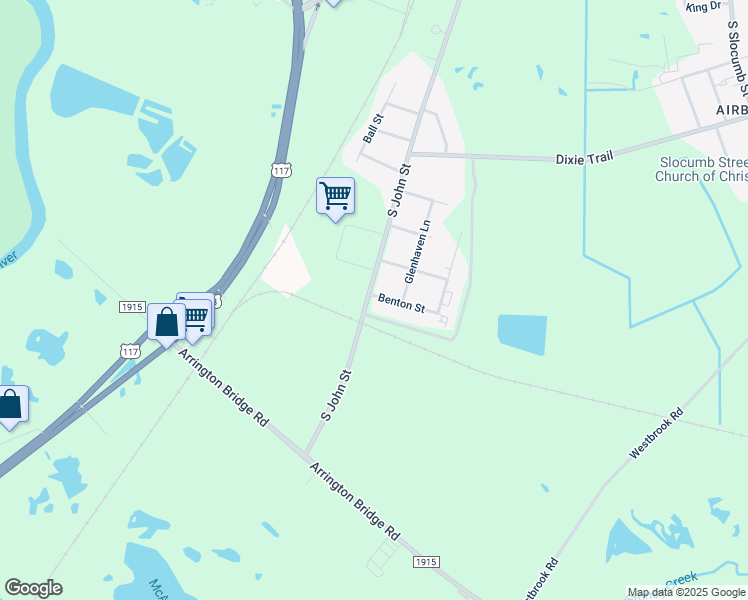 map of restaurants, bars, coffee shops, grocery stores, and more near 2394-2398 South John Street in Goldsboro