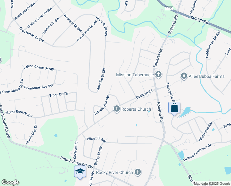 map of restaurants, bars, coffee shops, grocery stores, and more near 4465 Legend Street Southwest in Concord