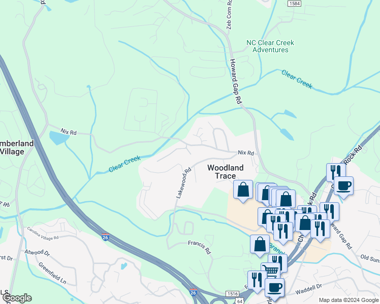 map of restaurants, bars, coffee shops, grocery stores, and more near 22 Jacobs Way Drive in Hendersonville
