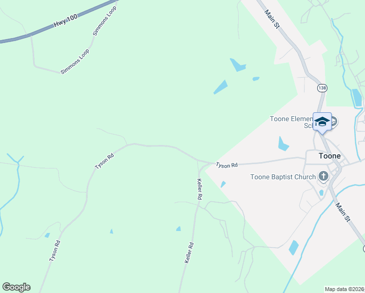 map of restaurants, bars, coffee shops, grocery stores, and more near 820 Tyson Road in Toone