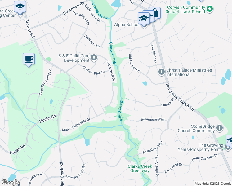 map of restaurants, bars, coffee shops, grocery stores, and more near 12803 Towering Pine Drive in Charlotte