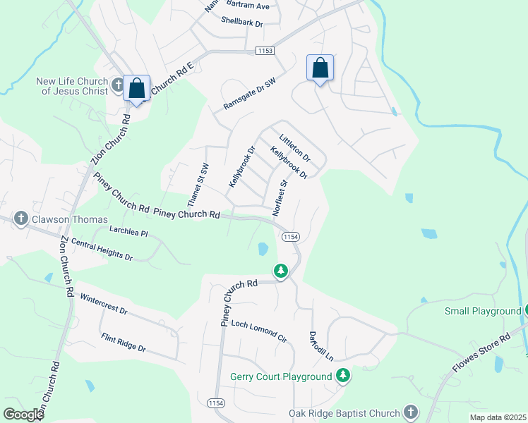 map of restaurants, bars, coffee shops, grocery stores, and more near 810 Winborne Avenue Southwest in Concord