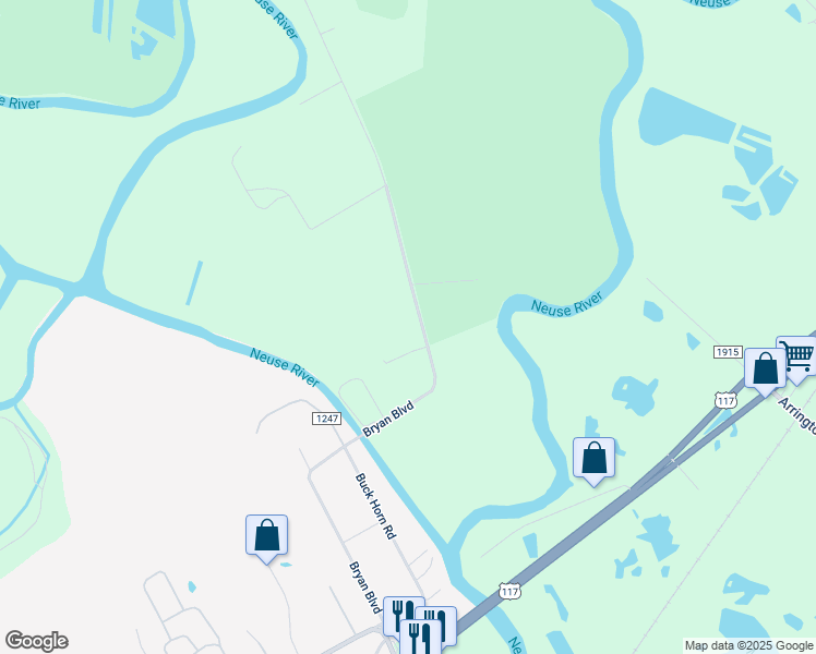 map of restaurants, bars, coffee shops, grocery stores, and more near 724 Bryan Boulevard in Goldsboro