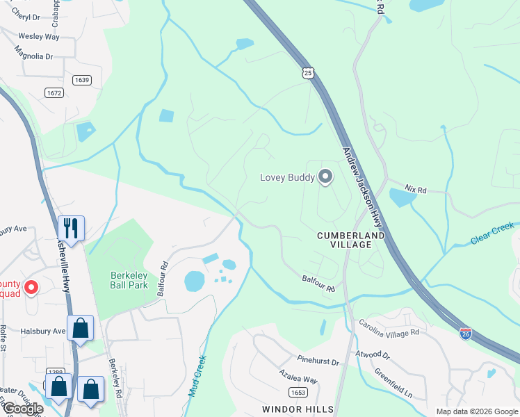map of restaurants, bars, coffee shops, grocery stores, and more near 169 Balfour Road in Hendersonville