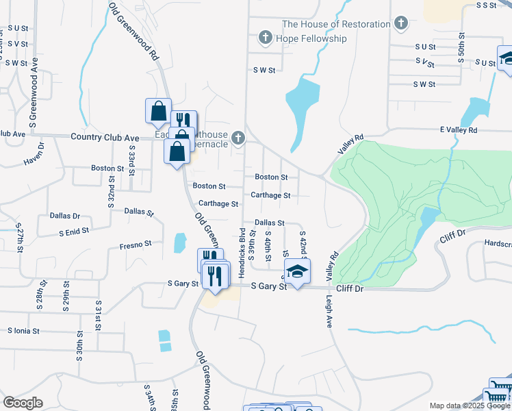 map of restaurants, bars, coffee shops, grocery stores, and more near 3111 Hendricks Boulevard in Fort Smith